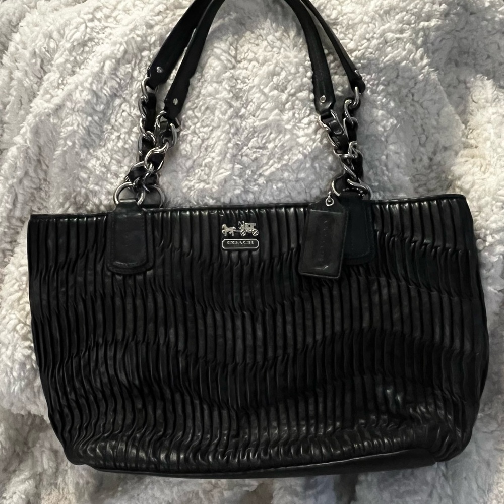 Black leather Coach shoulder bag